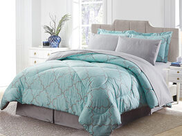 Bibb Home 8-Piece Down Alternative Comforter Set (Trellis/King)